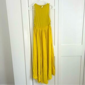 Anthropologie Mustard Yellow Maxi Cutout Dress